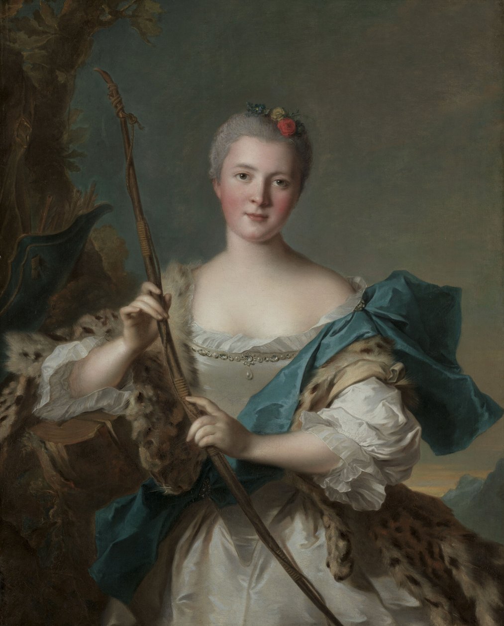 Portret van een vrouw als Diana, 1752 door Jean Marc Nattier