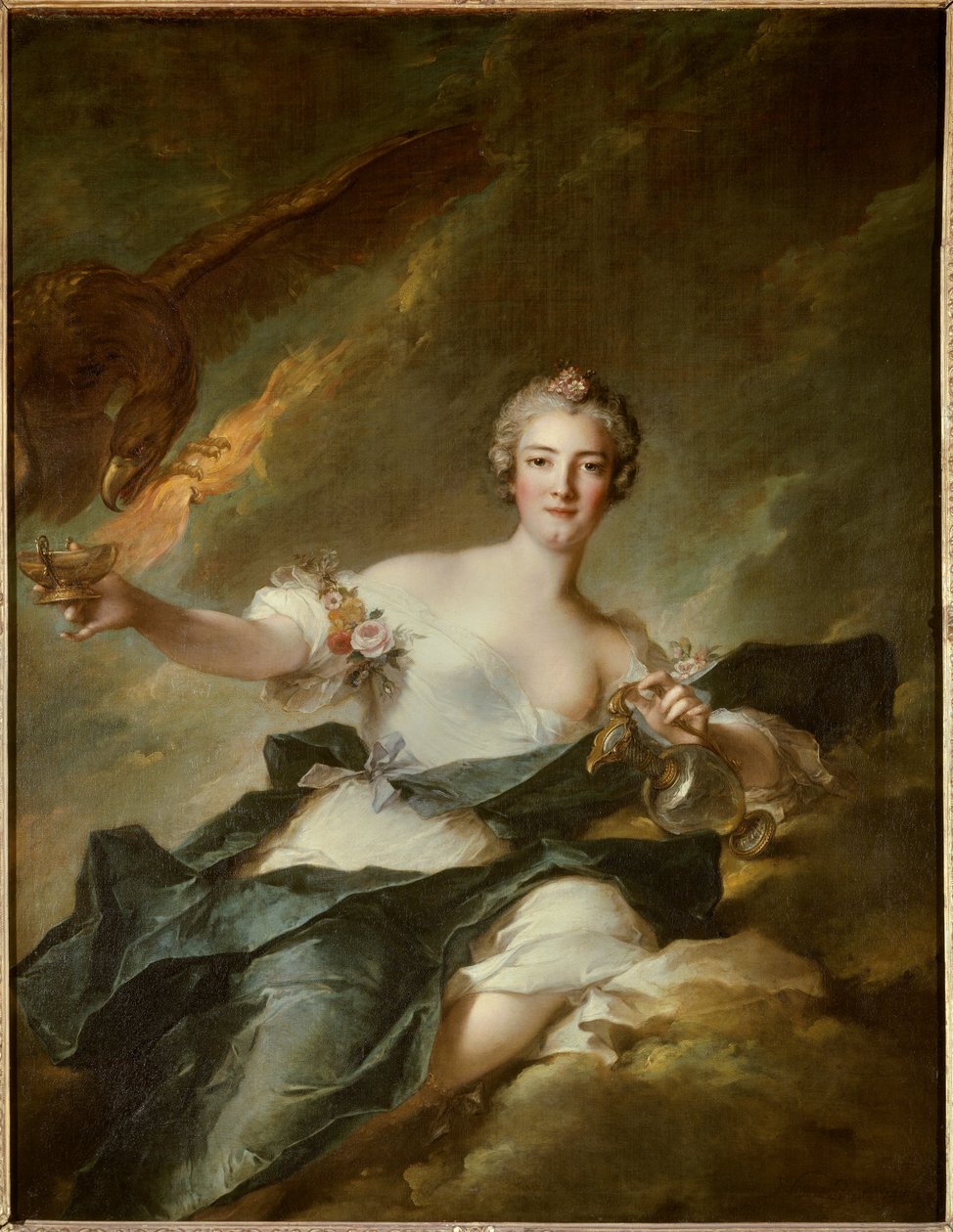 Portret van de hertogin van Chaulnes, afgebeeld als Hebe, godin van de rede door Jean Marc Nattier