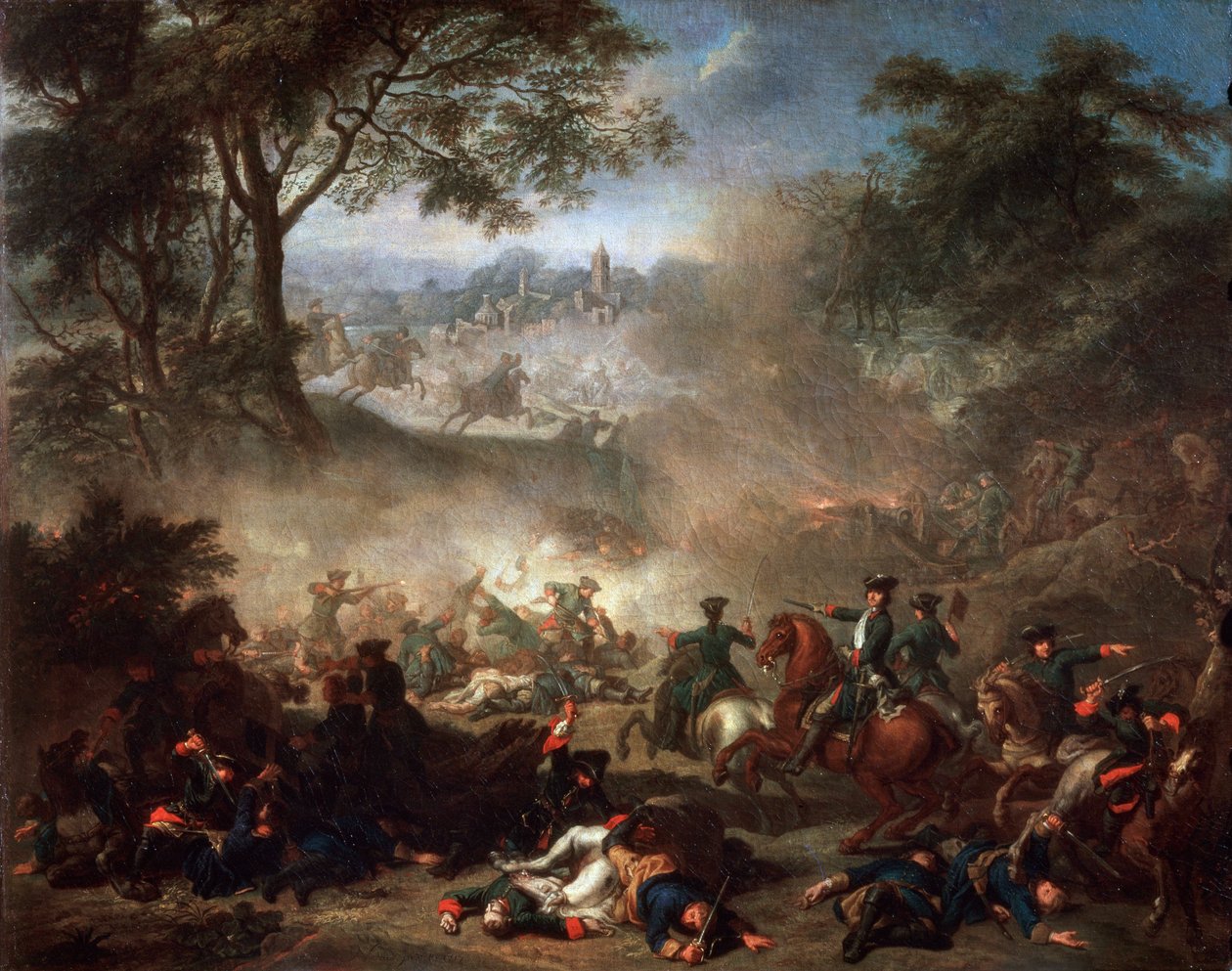 De Slag bij Lesnaya, 1717 door Jean Marc Nattier