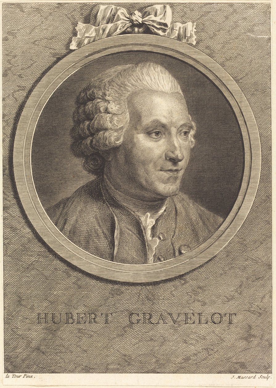 Hubert Gravelot door Jean Massard after Maurice Quentin de La Tour