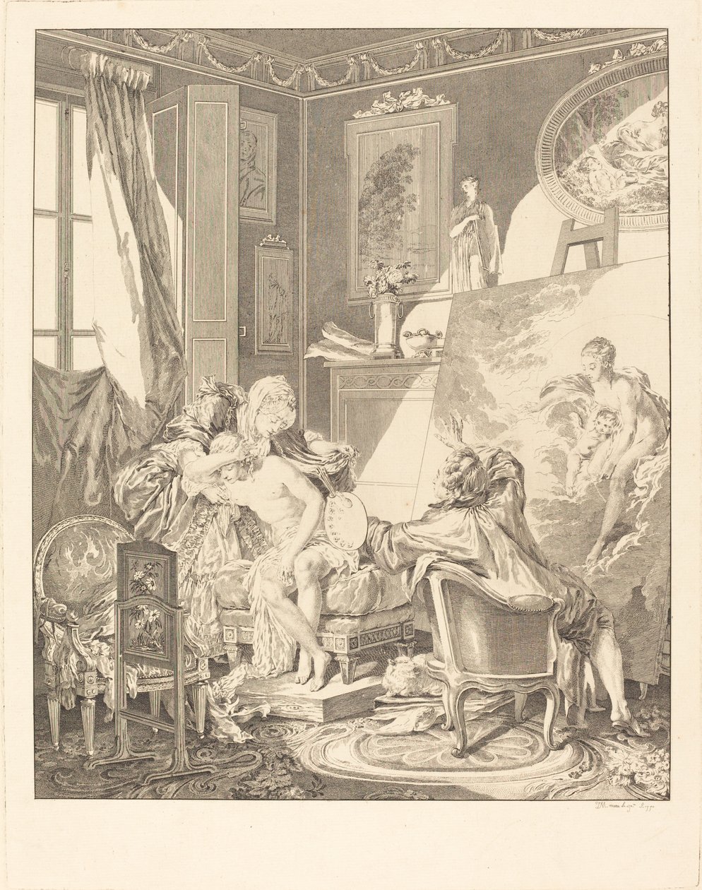 Het Eerlijke Model door Jean Michel Moreau after Pierre Antoine Baudouin