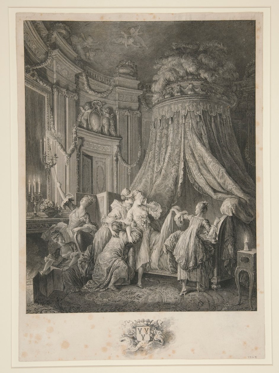 Het naar bed gaan van de bruid door Jean Michel Moreau le Jeune