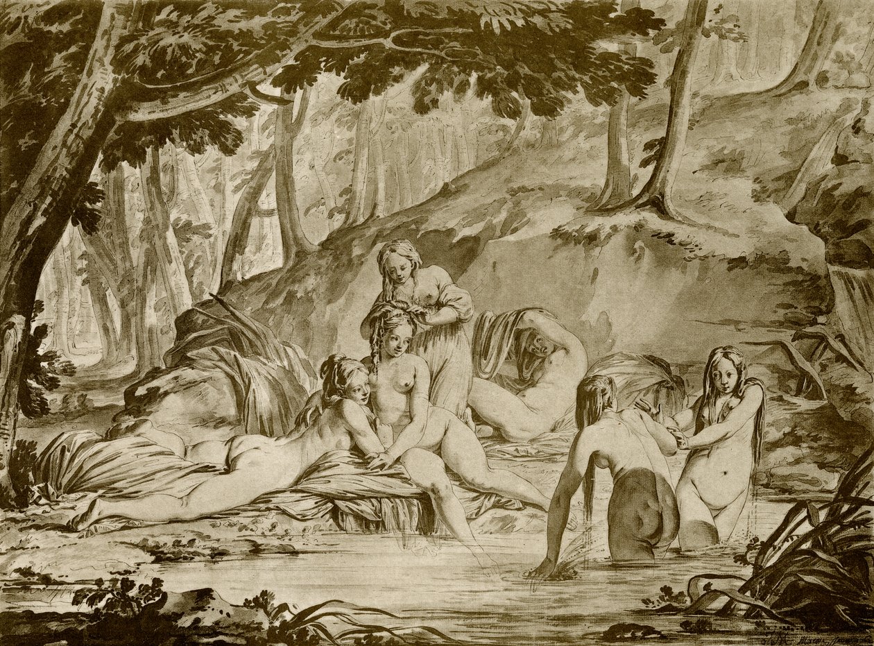 Badenymfen door Jean Michel the Younger Moreau
