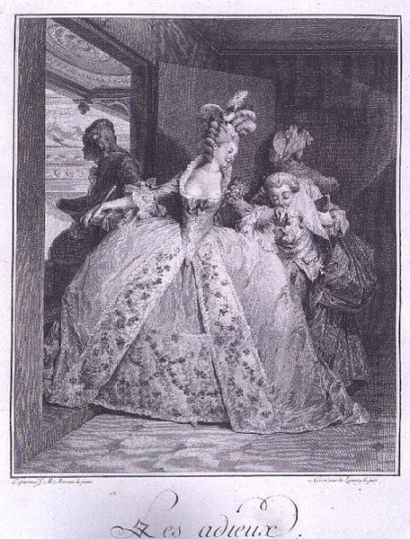 Het afscheid, gegraveerd door Robert Delaunay (1749-1814) door Jean Michel the Younger (after) Moreau