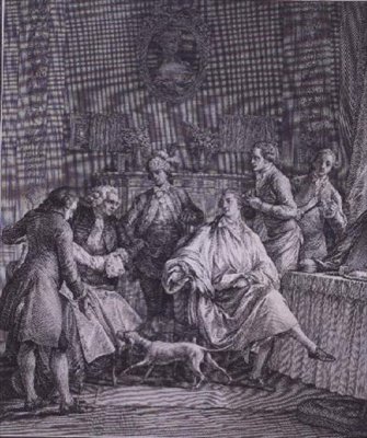 De kleedkamer van de heer, gegraveerd door P.A. Martini (1739-97) door Jean Michel the Younger (after) Moreau
