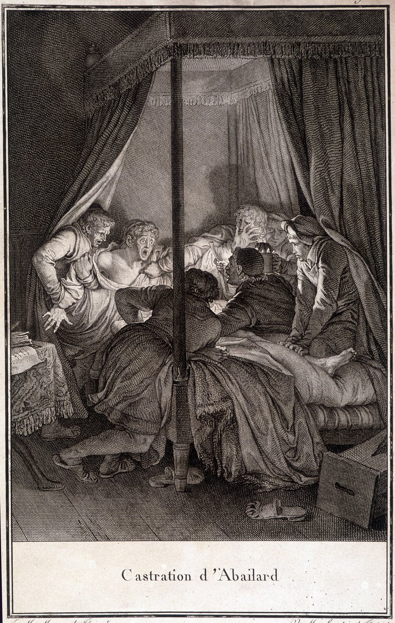 Castratie van Pierre Abélard of Pierre Abailard Franse filosoof en theoloog (1079 tot 1142). gravure door Moreau door Jean Michel the Younger Moreau