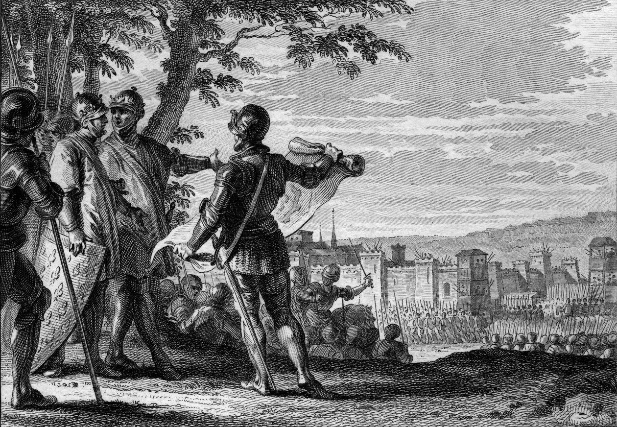 Koning Lodewijk III (863-882) en Carloman II (867-884) belegeren de stad Wenen, 883. Gravure door Jean Michel Moreau, genaamd Moreau le Jeune (1741-1814) door Jean Michel the Younger Moreau