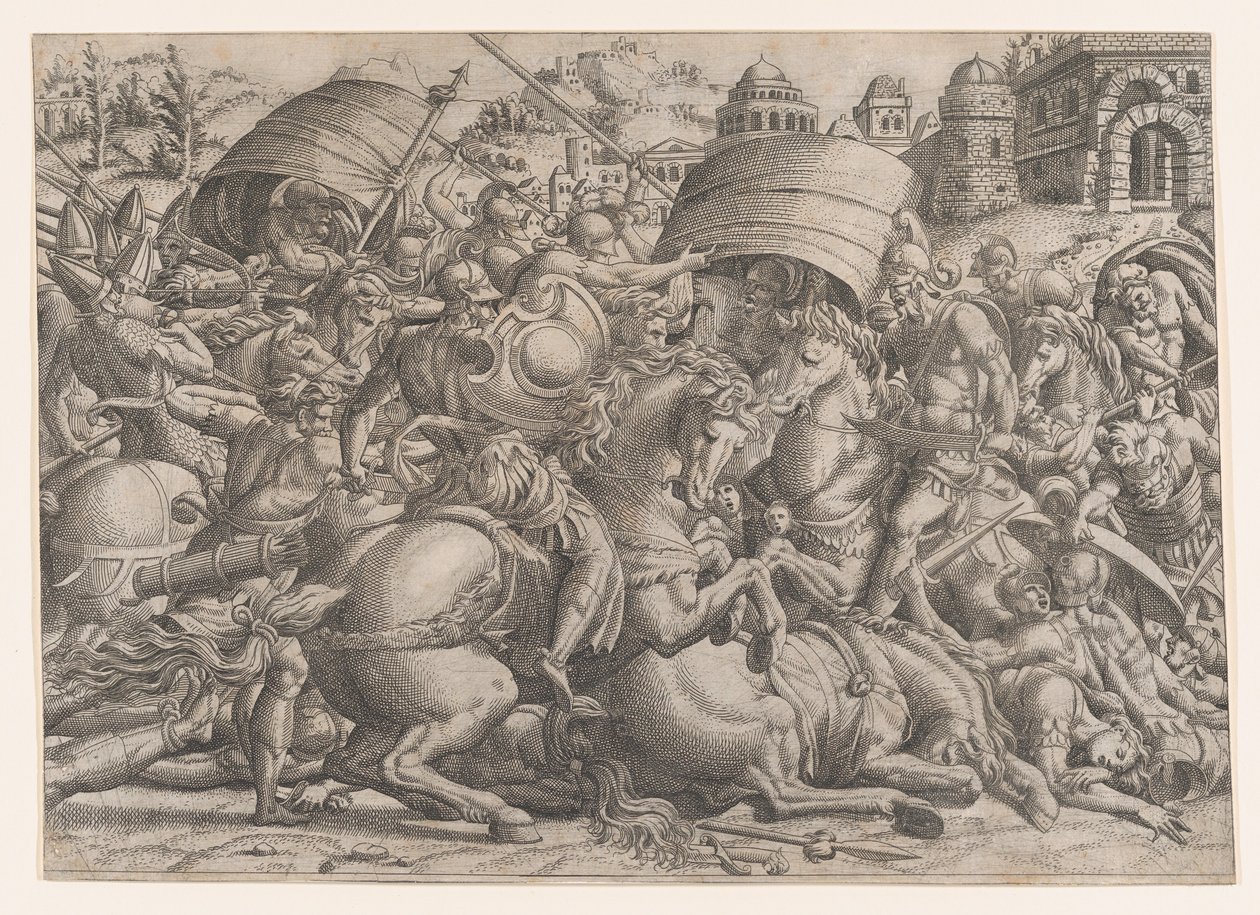 Slag voor Troje, 1535-55 door Jean Mignon