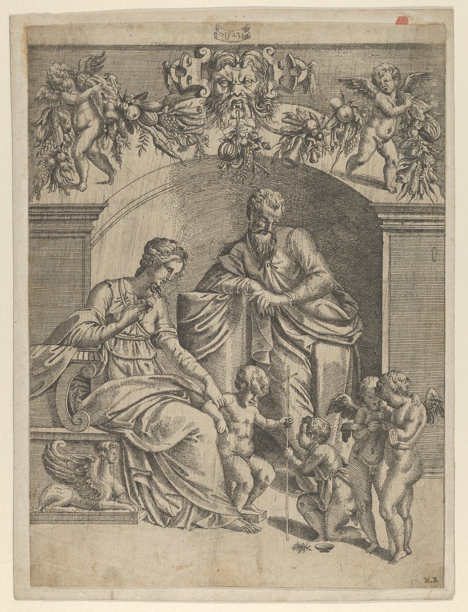 De Maagd met het Kind Jezus aanbeden door St. John door Jean Mignon