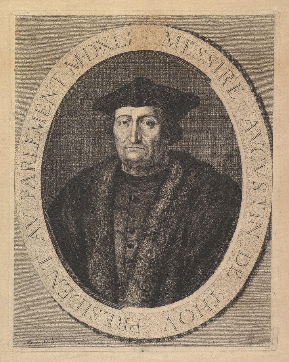 Augustin de Thou, president van het Parlement door Jean Morin