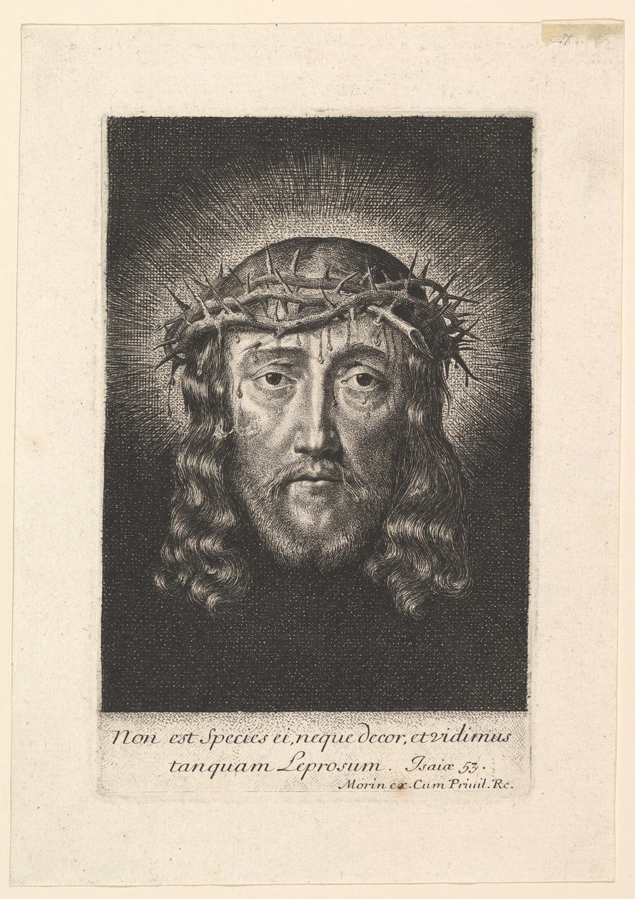 Het heilige gezicht gekroond met doornen, klein formaat door Jean Morin