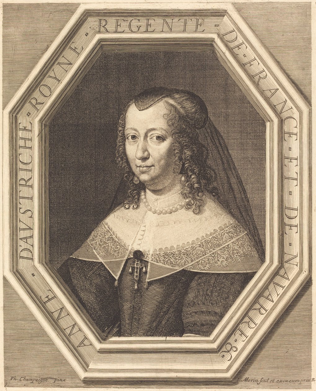 Anna van Oostenrijk door Jean Morin after Philippe de Champaigne