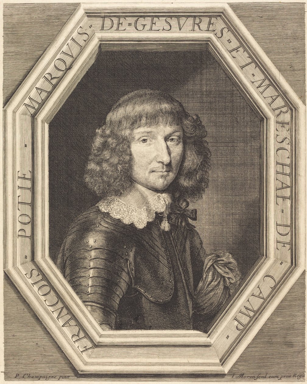 Francois Potier, markies van Gevres door Jean Morin after Philippe de Champaigne