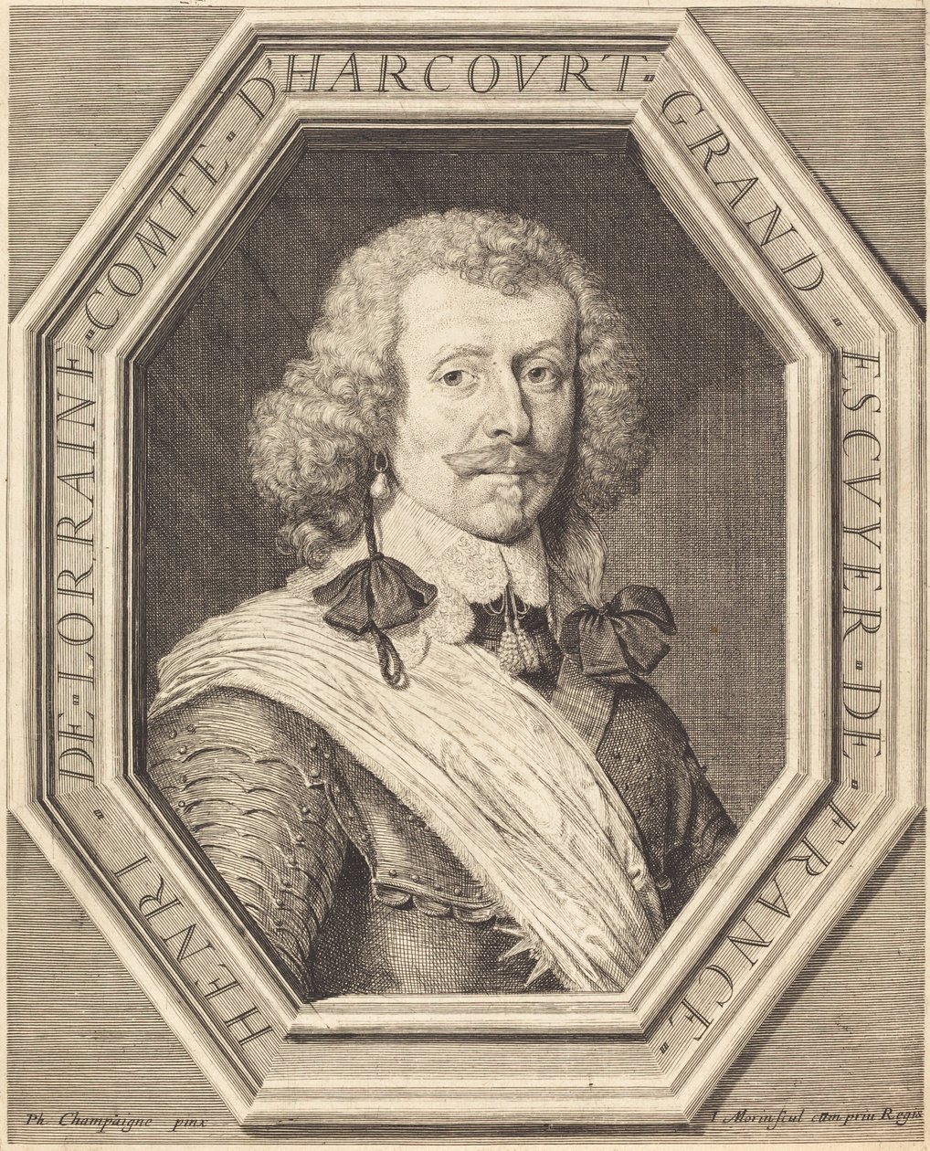 Henri de Lorraine, graaf van Harcourt door Jean Morin after Philippe de Champaigne