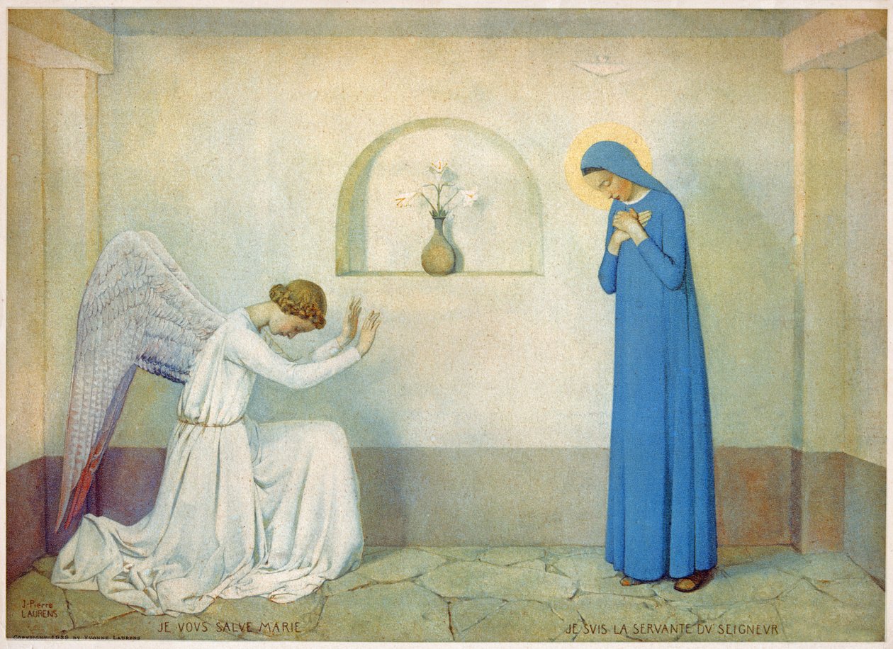 Aankondiging aan de Maagd (gravure, circa 1920) door Jean Pierre Laurens