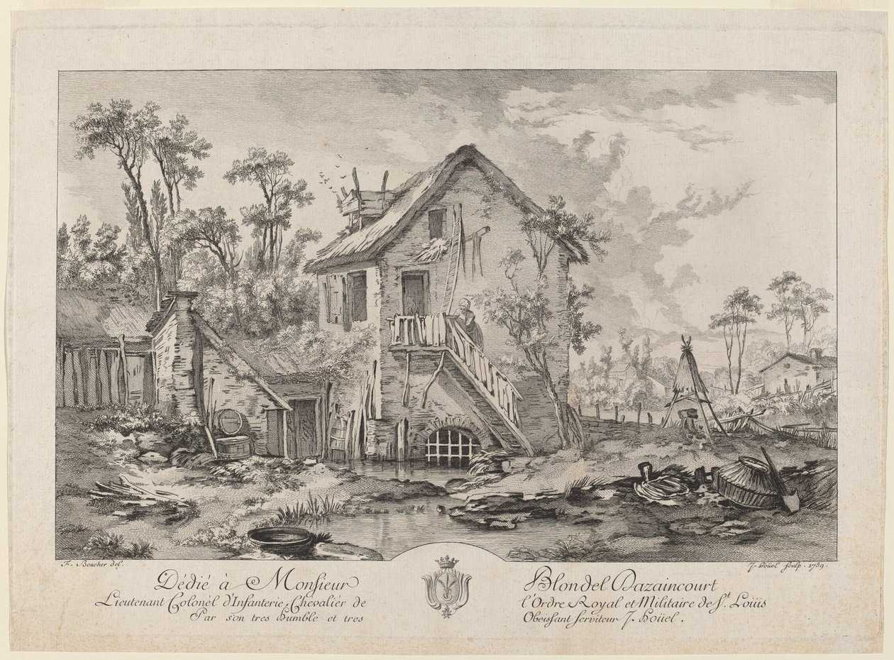 Boerenerf door Jean Pierre Louis Laurent Hoüel after François Boucher
