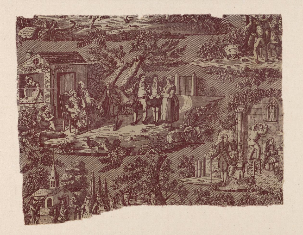 La Noce de Campagne (De plattelandsbruiloft) (Meubelstof) door Jean Pierre Marie Jazet