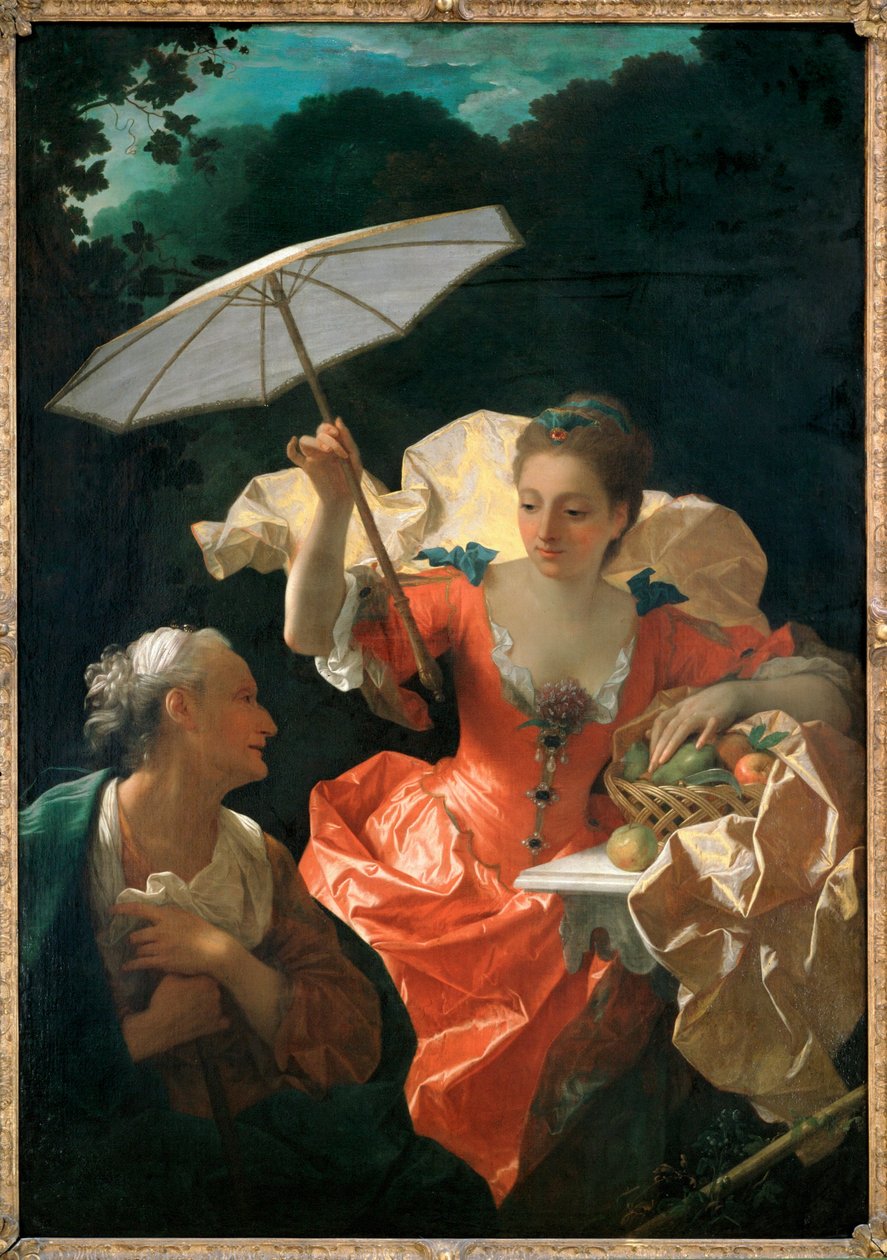 Vertumna en Pomona (schilderij op doek) door Jean Ranc