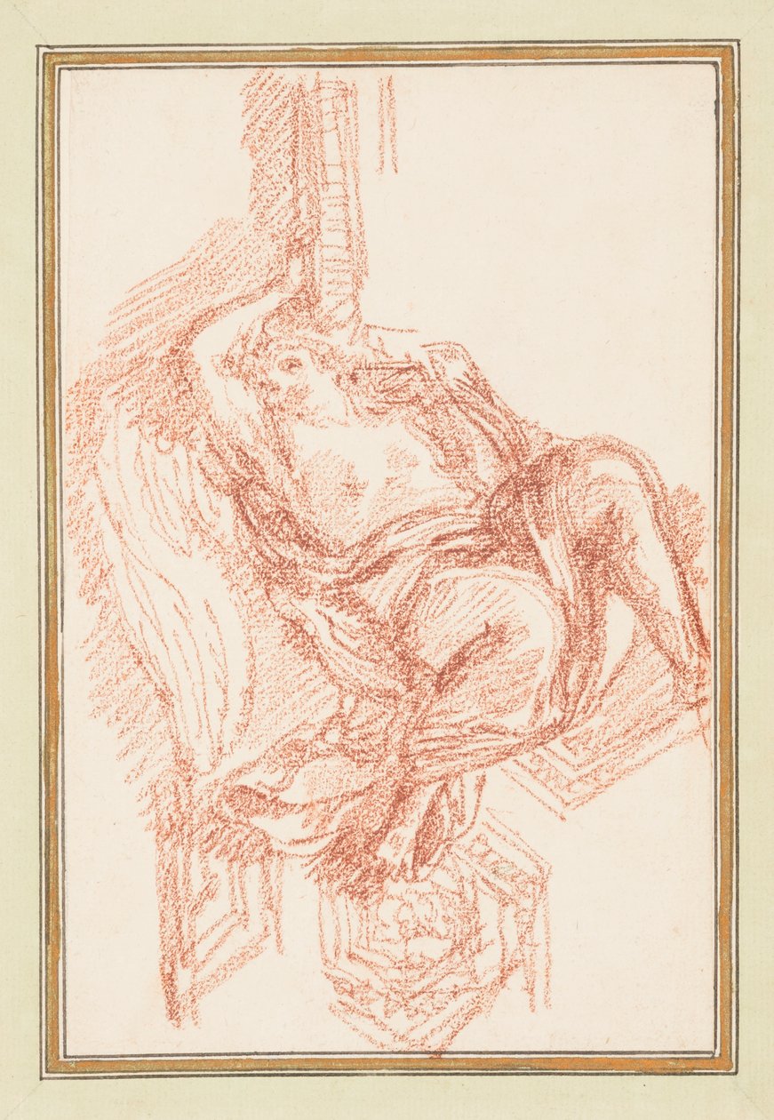 Plafond detail met gevleugelde mannelijke figuur door Jean Robert Ango