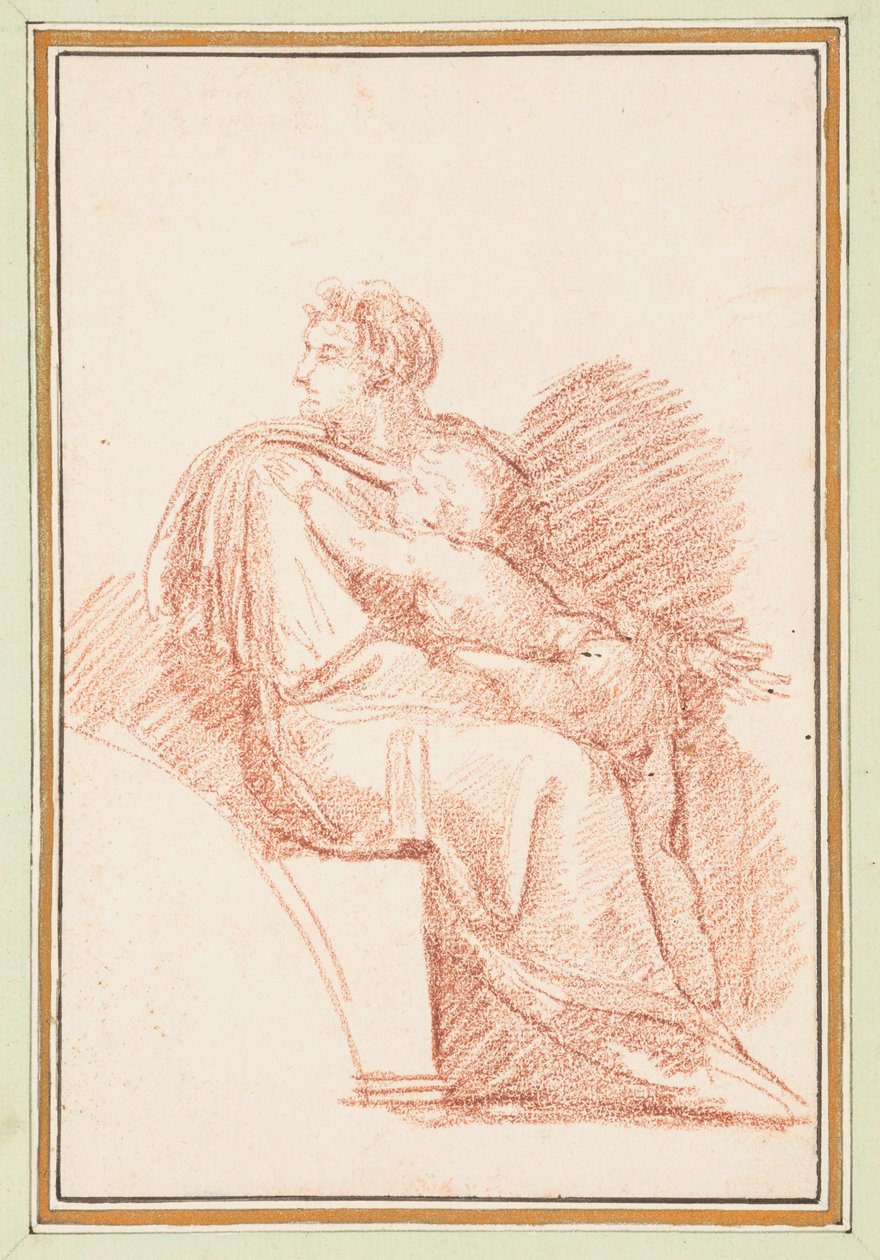 Josiah met Jechoniah in zijn armen, voorouders van Christus uit het plafond van de Sixtijnse Kapel door Michelangelo door Jean Robert Ango