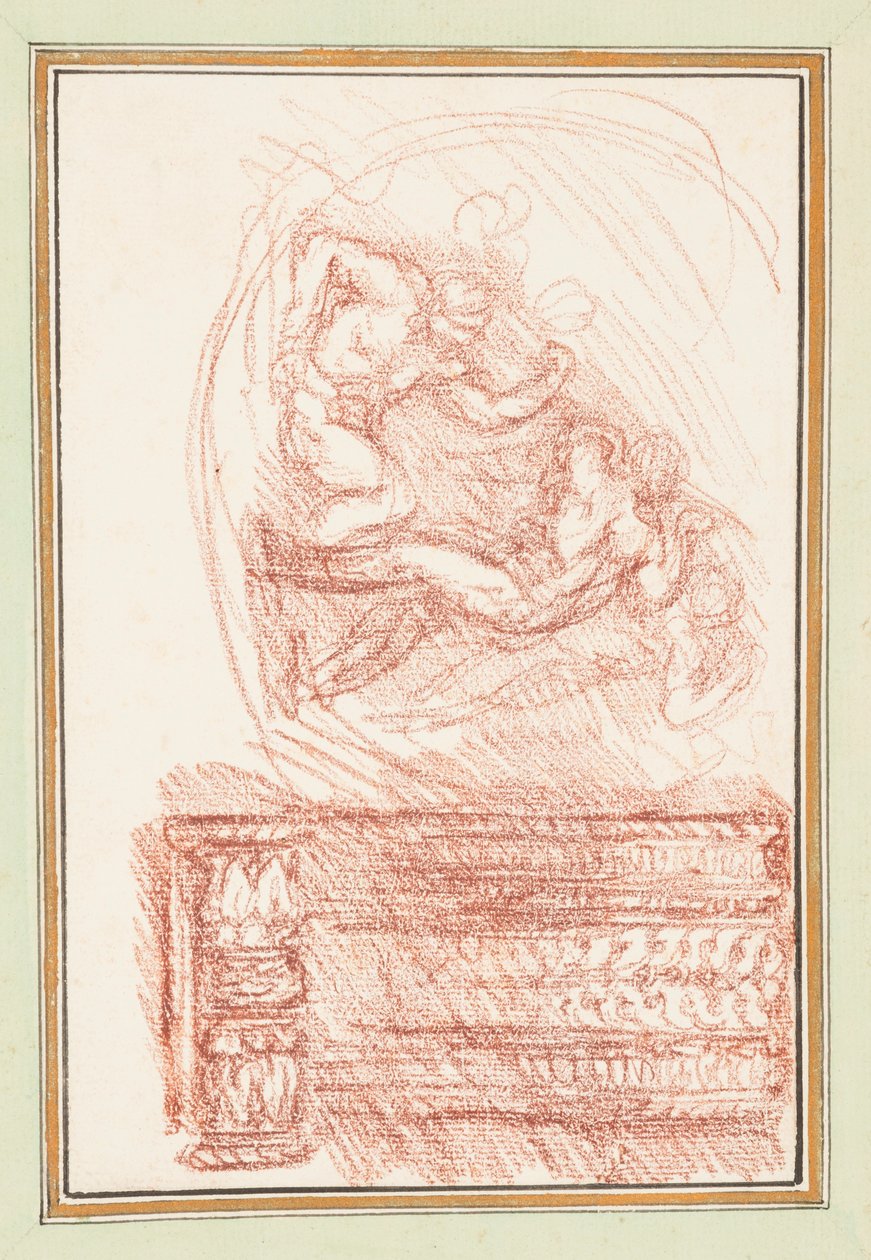 Twee mannelijke figuren en een decoratief motief door Jean-Robert Ango