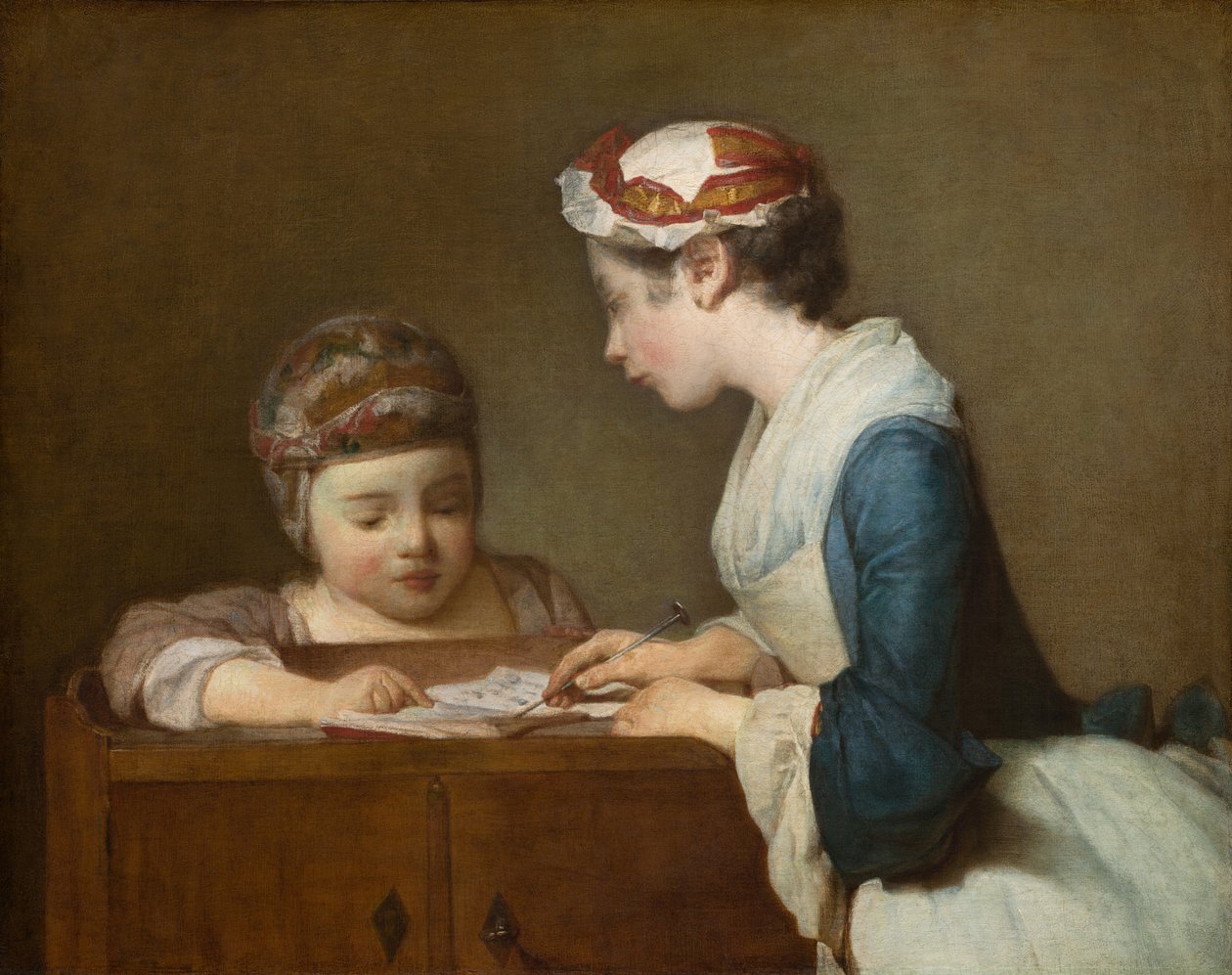 De kleine schooljuffrouw, na 1740 door Jean Baptiste Simeon Chardin