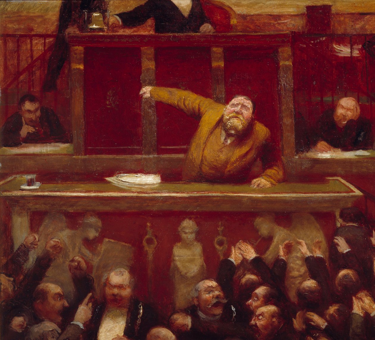 De socialistische afgevaardigde Jean Jaures in de galerij van de Kamer van Afgevaardigden (detail) door Jean Veber