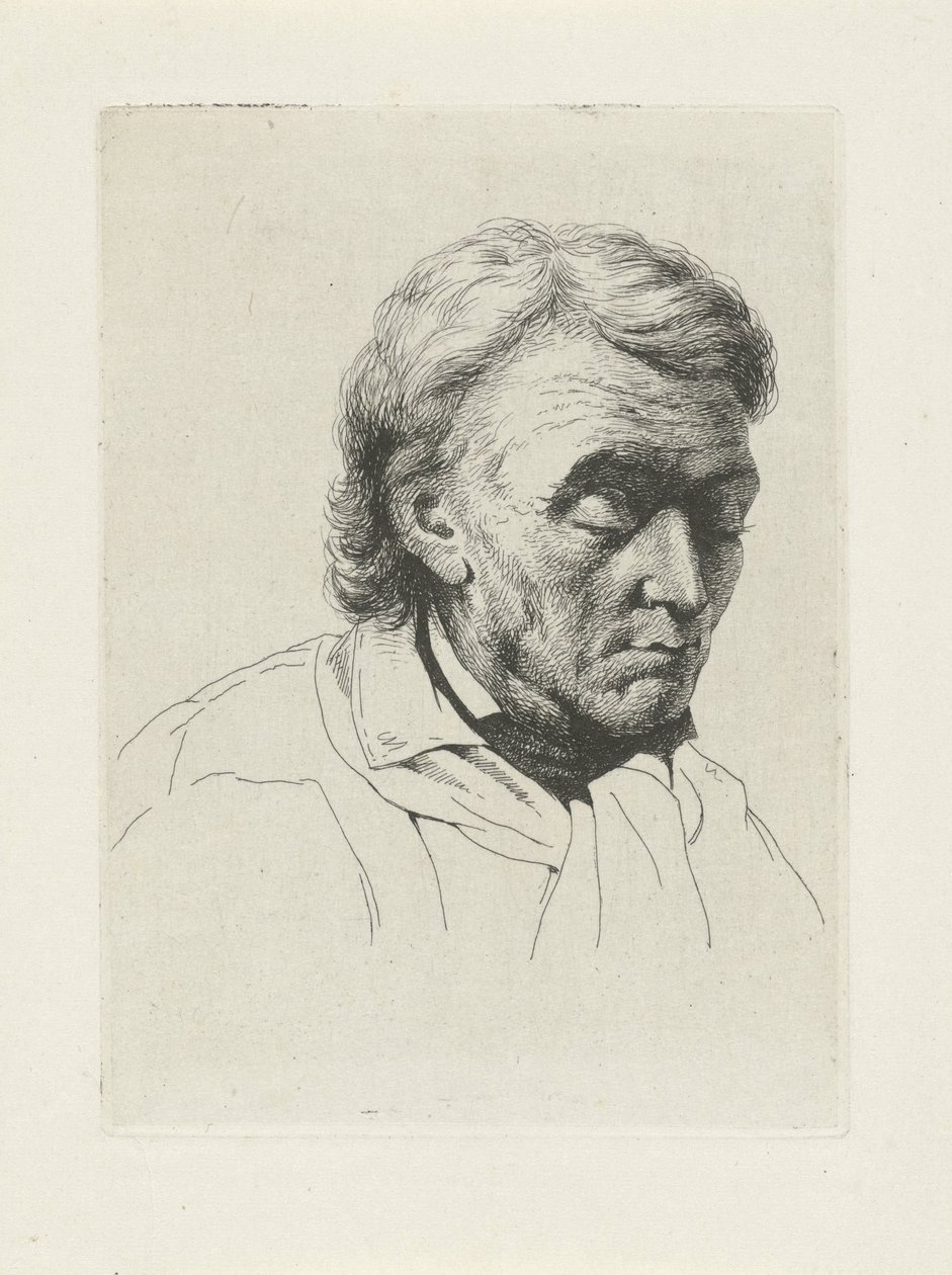 Portret van een oude man met gesloten ogen door Jean Zacherie Mazel