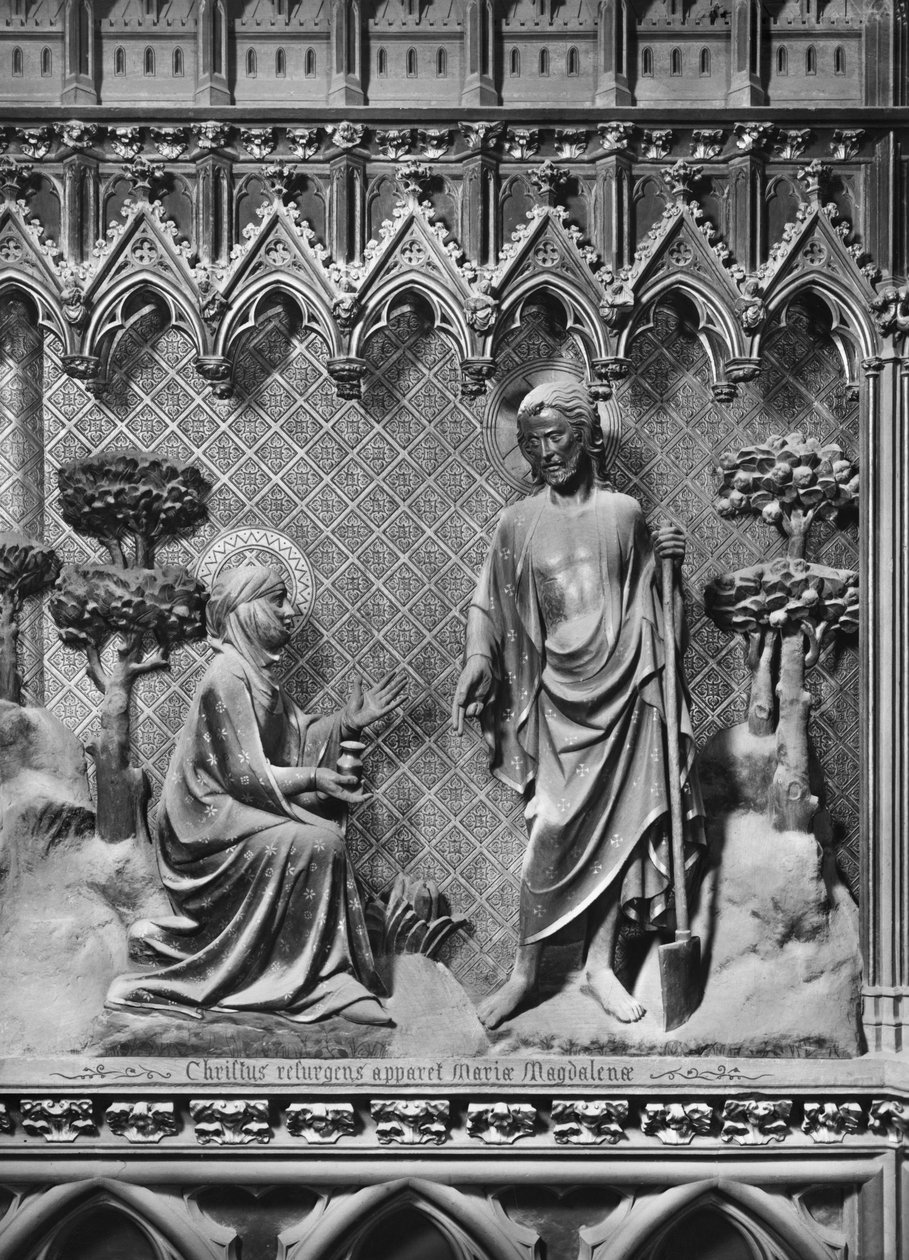 Kathedraal, interieur, koorscherm, Jezus Christus verschijnt aan Maria Magdalena, ca. 1340-51 door Jean and Jean Le Boutellier Ravy