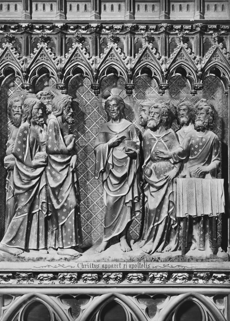 Kathedraal, interieur, koorscherm, Jezus Christus verschijnt aan de apostelen, ca. 1340-51 door Jean and Jean Le Boutellier Ravy
