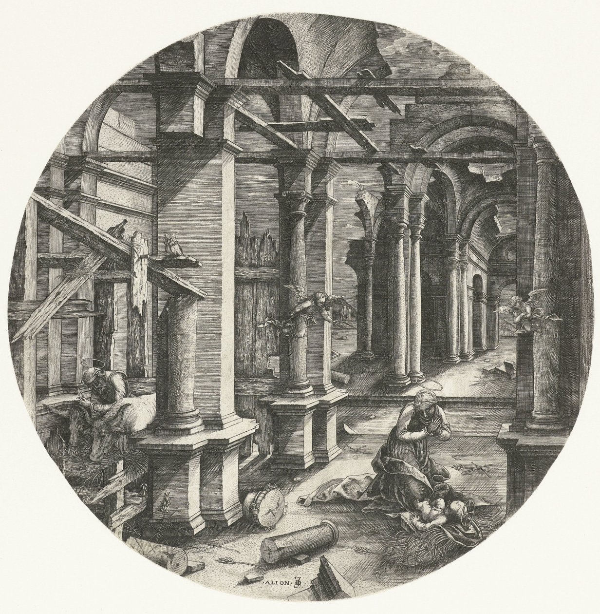 De Heilige Familie in Bethlehem door Jean de Gourmont (I)