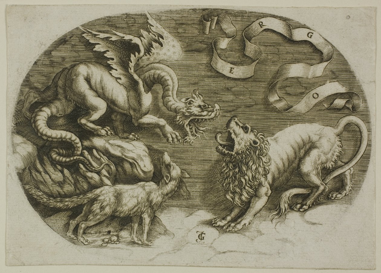 Leeuw, draak en vos door Jean de Gourmont