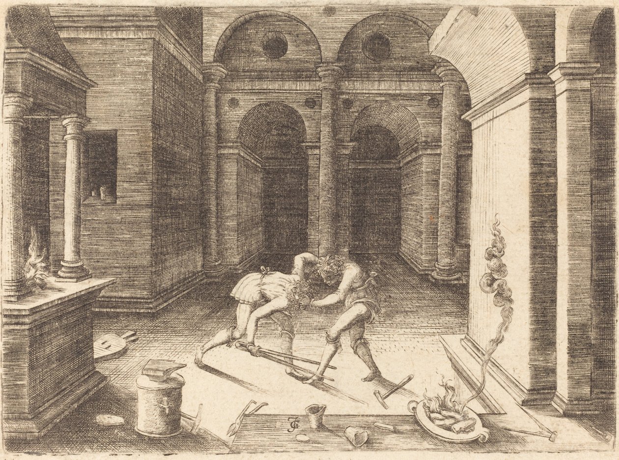 Twee Leerlingen die Vechten door Jean de Gourmont I