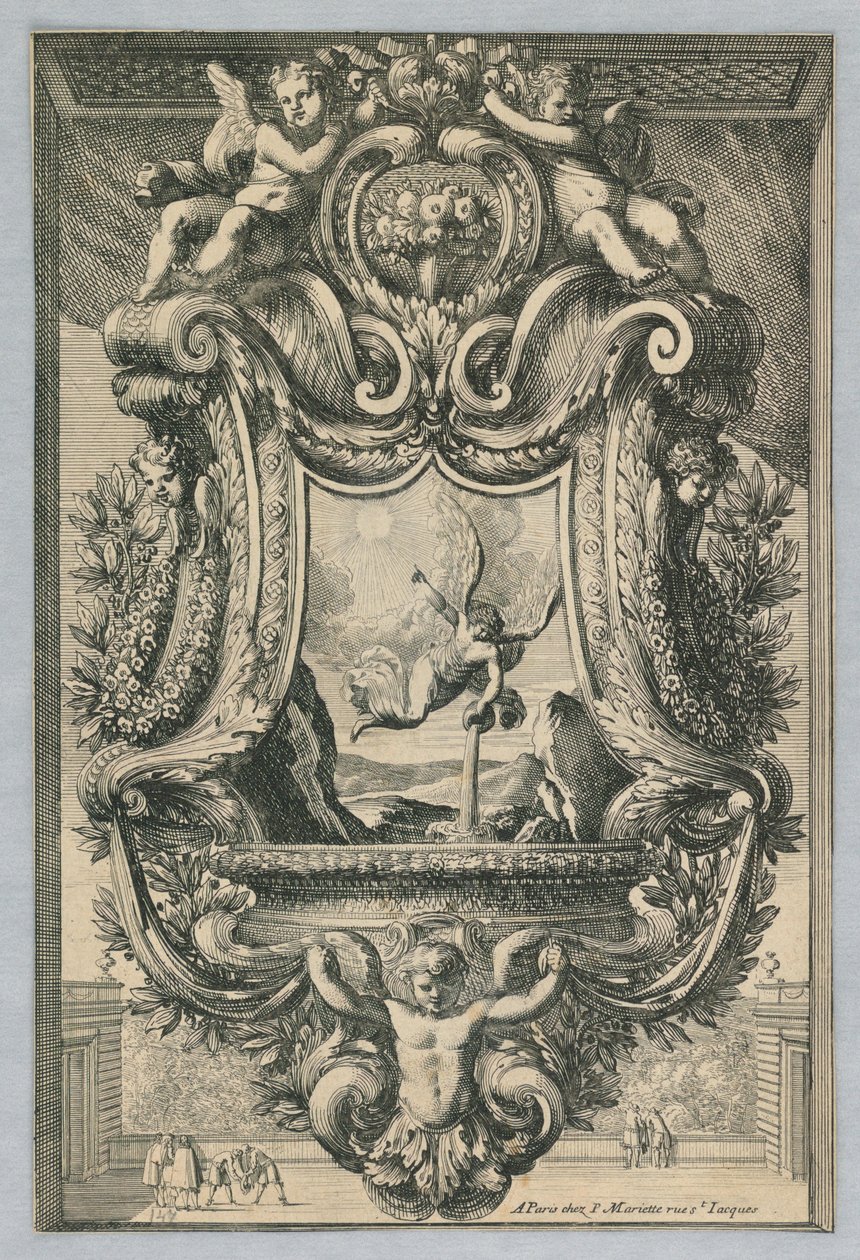 Ontwerp voor Heilige Wateruitlopen, uit "Inventions Pour Faire des Plaques" door Jean le Pautre