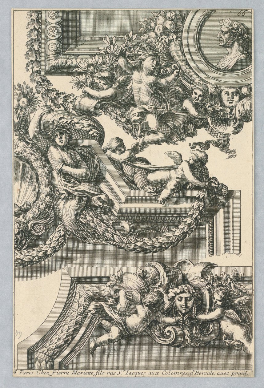 Ontwerp voor geschilderde lijsten, uit "Bordures de Tableau" door Jean le Pautre