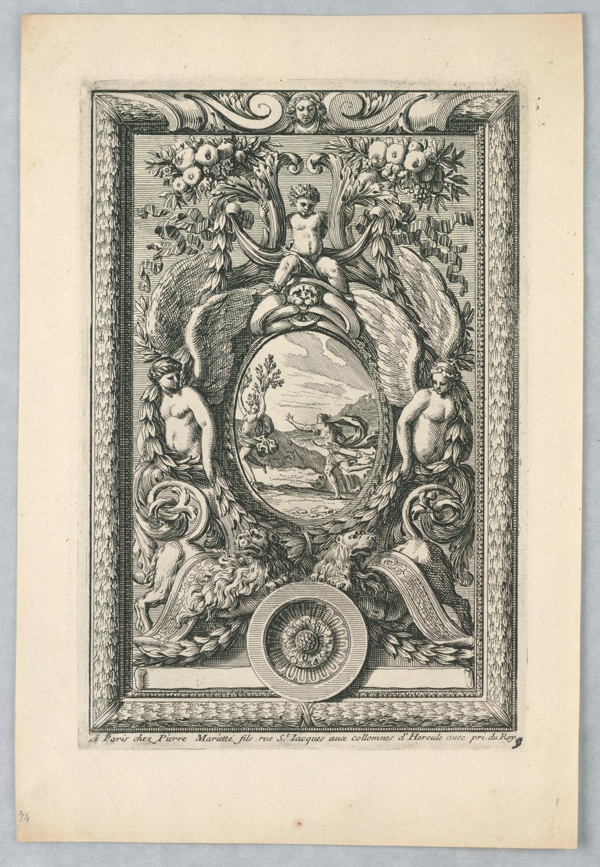 Blad uit de Set, "Ornemens de Peaneaux pour... Lambris" door Jean le Pautre