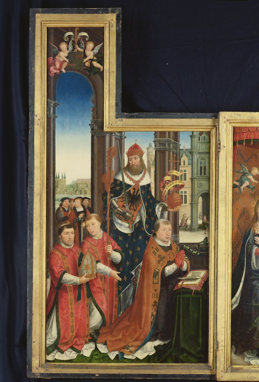 Polyptiek van de Verheerlijking van de Heilige Drie-eenheid, paneel dat abten afbeeldt, 1509-15 door Jean the Elder Bellegambe