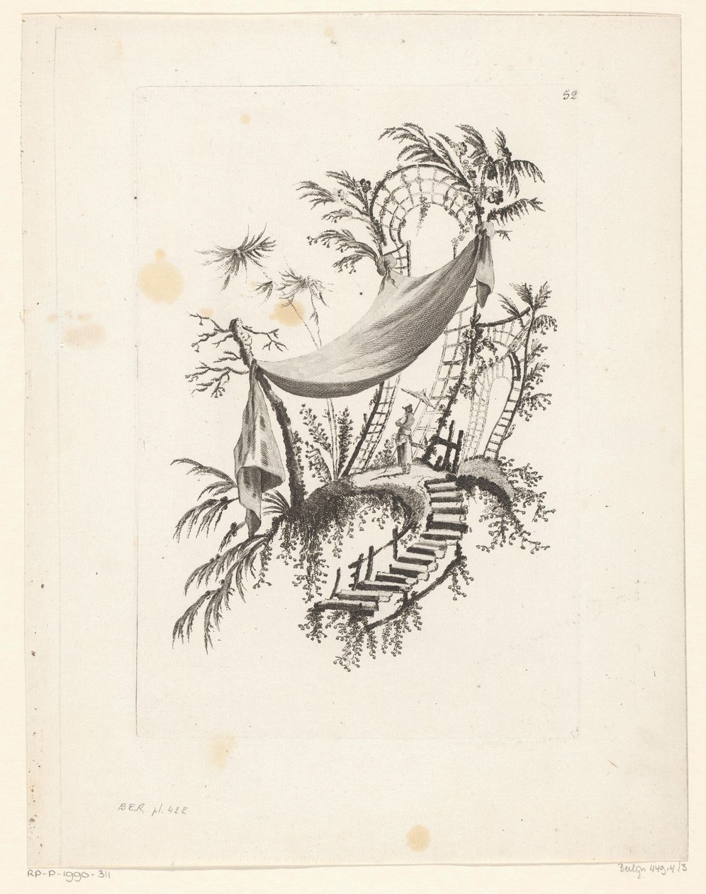 Figuur met parasol onder tent door Jeanne Deny