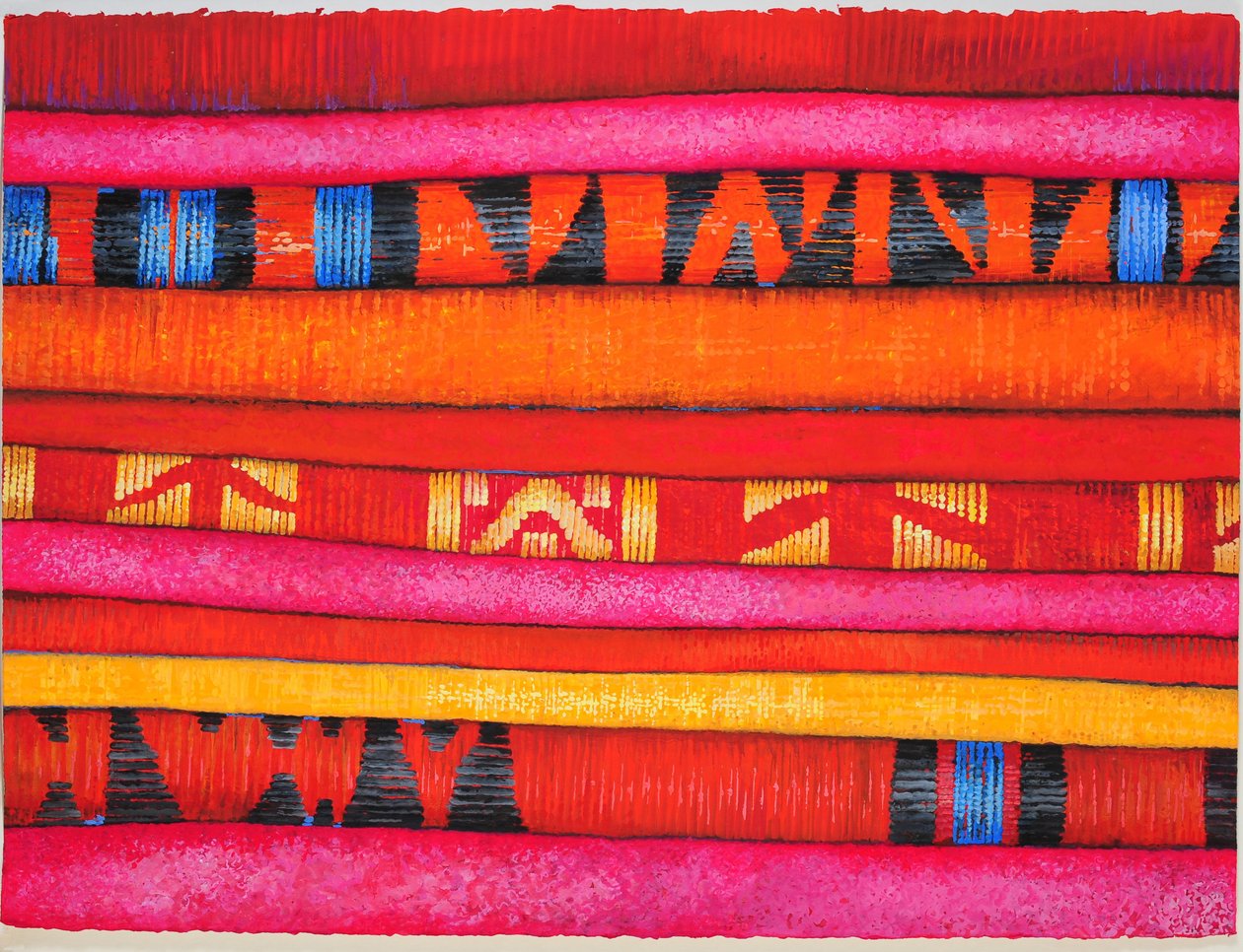 Marokkaanse stoffen 2, 2013 (gouache op papier) door Jeanne Maze