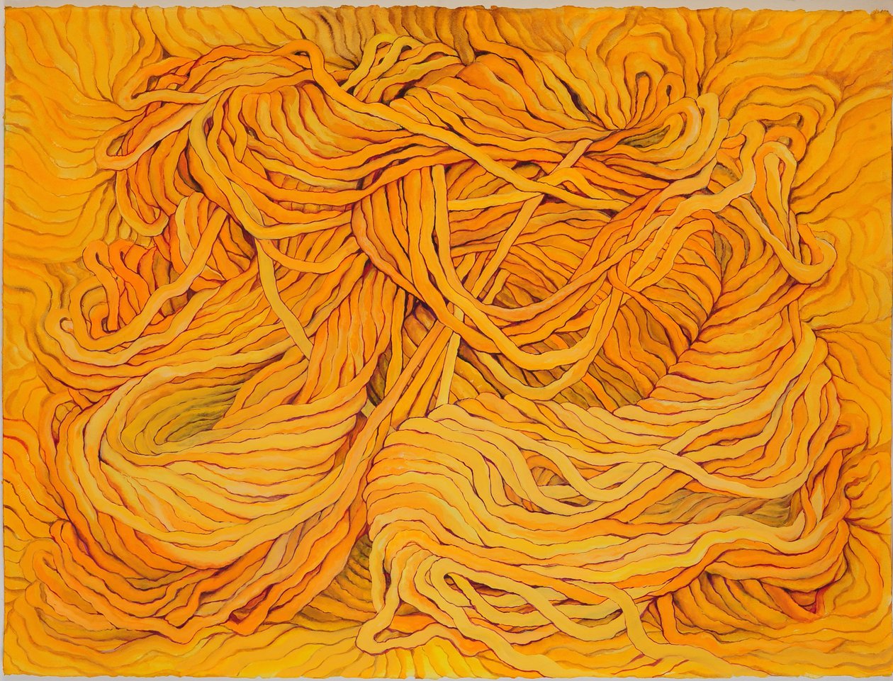 Wolgeel, 2013 (gouache op papier) door Jeanne Maze