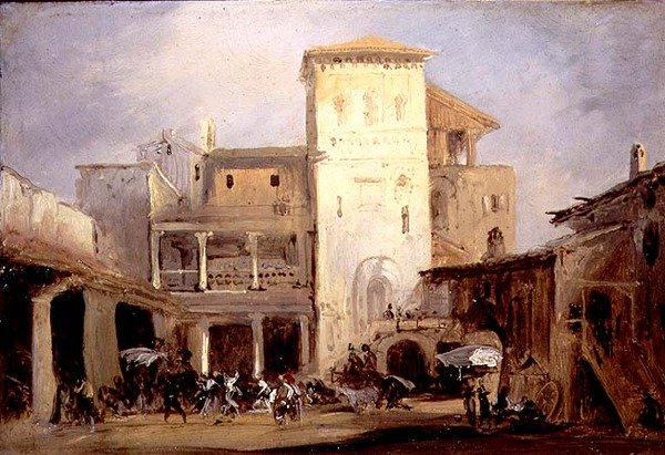 Het huis van Lord Don Pedro in Alcala de Henares door Jenaro Pérez Villaamil