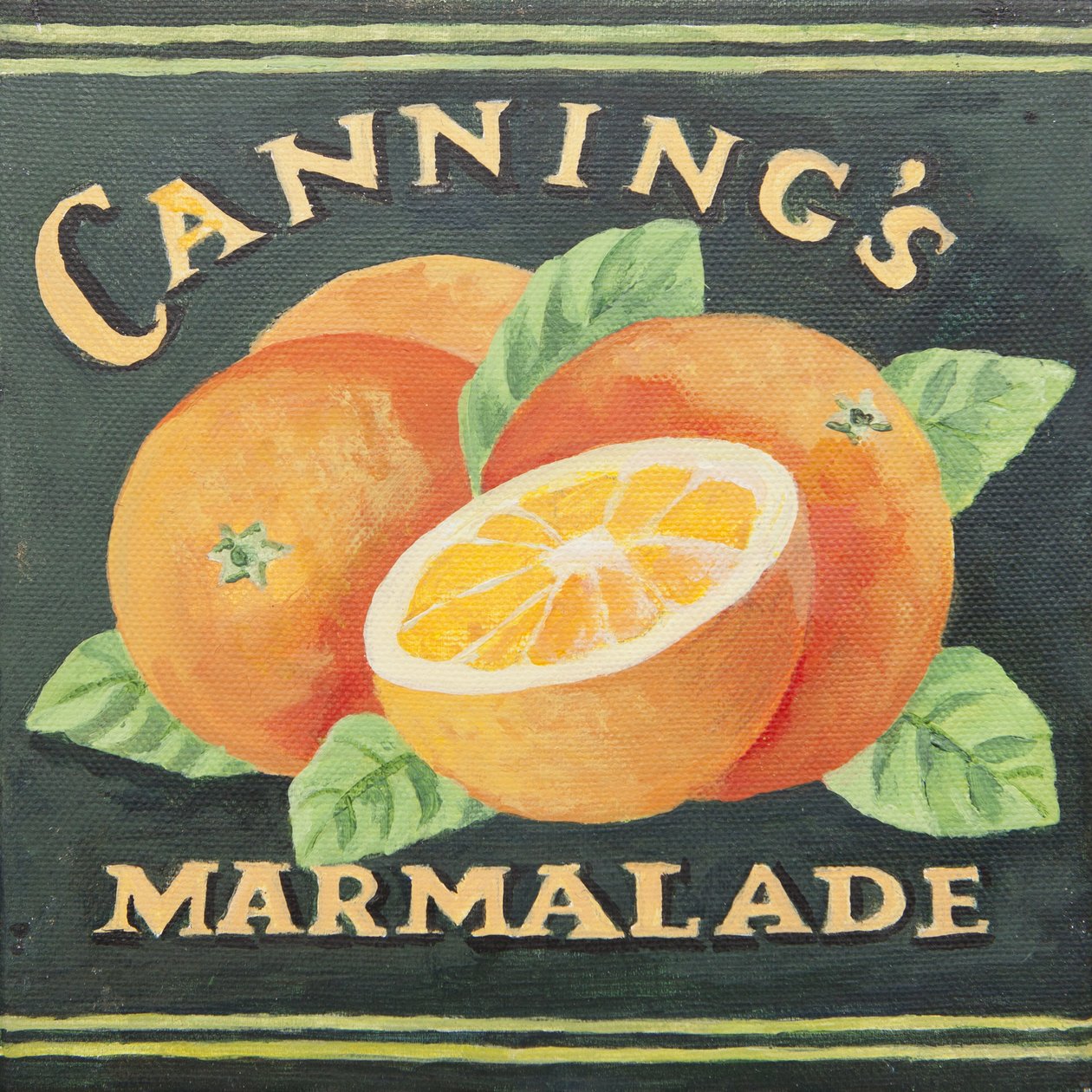 Cannings marmelade blik etiket (acryl) door Jennifer Abbott