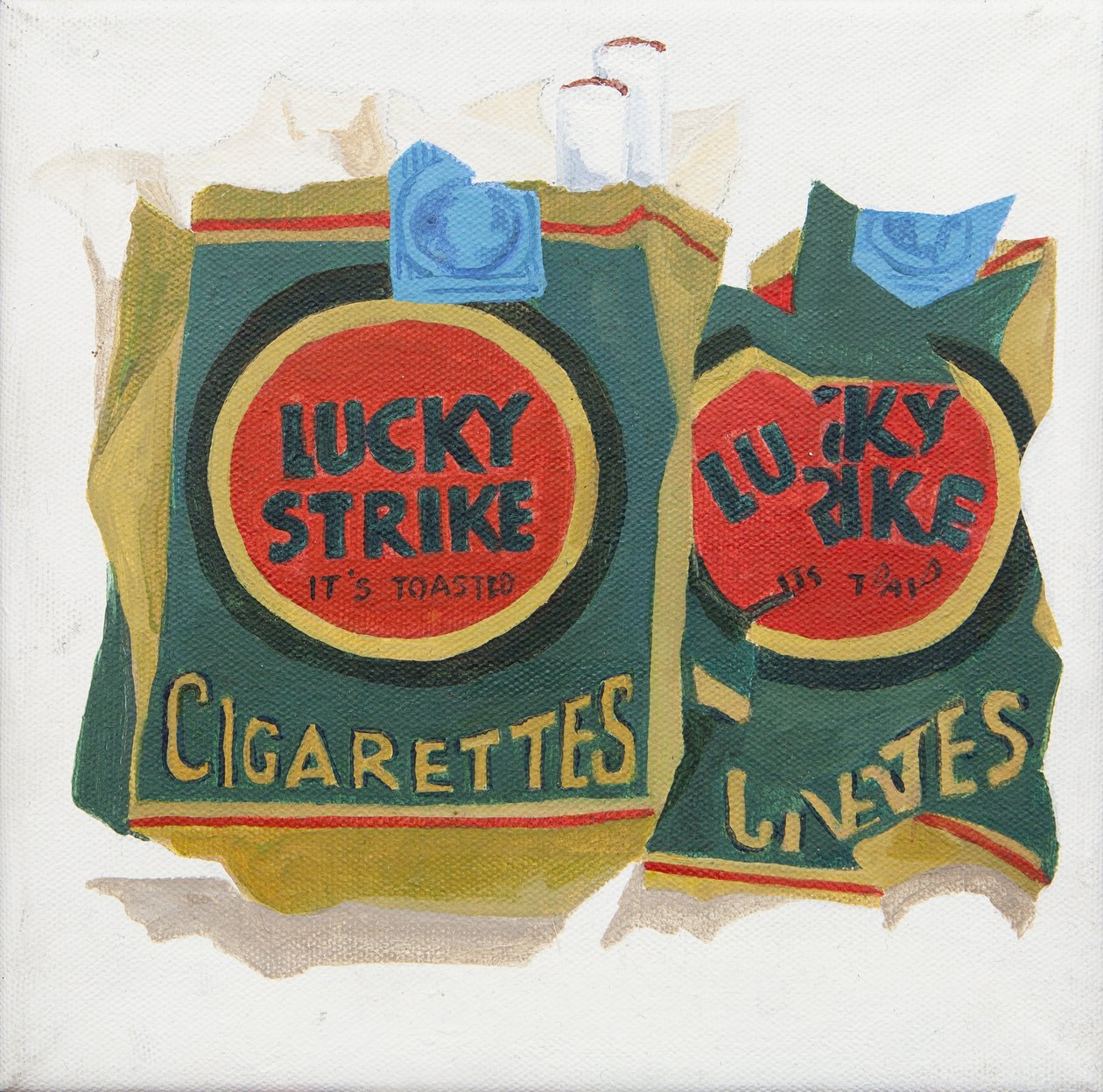Groene Lucky Strike pakjes (acryl) door Jennifer Abbott