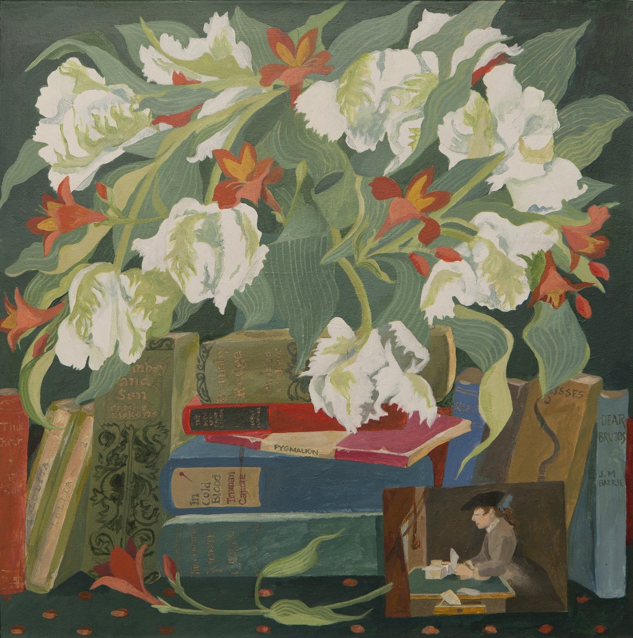 Tulpen, boeken en ansichtkaarten (acryl) door Jennifer Abbott
