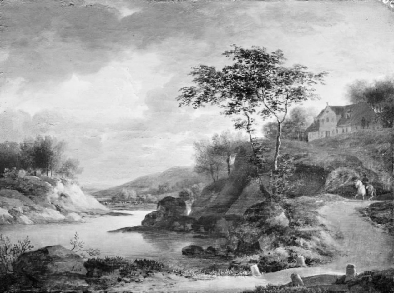 Een herfstlandschap aan de Rijn door Jens Juel
