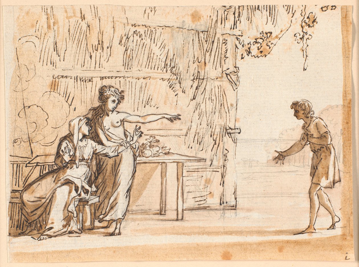 Een scène uit Salomon Gessners idylle "Le premier navigateur" door Jens Juel