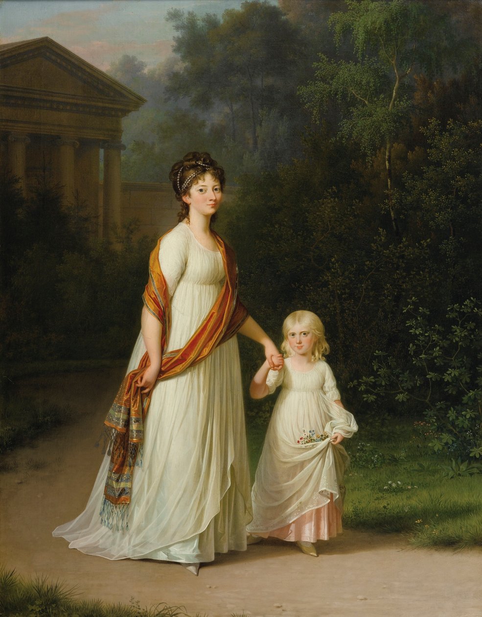 Marie Sophie Frederikke, prinses van Denemarken en haar dochter, prinses Caroline door Jens Juel
