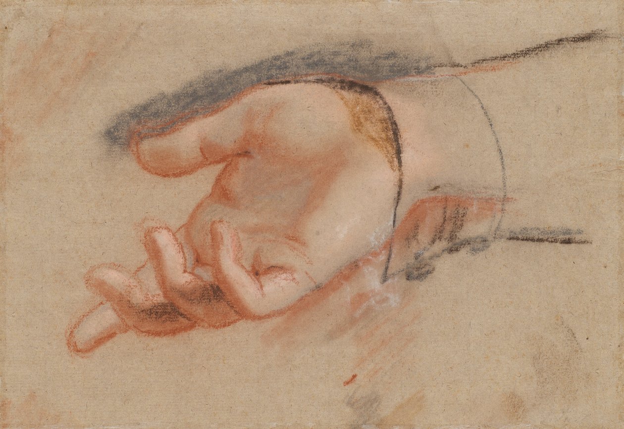 Pastelstudie voor een uitgestrekte hand door Jens Juel