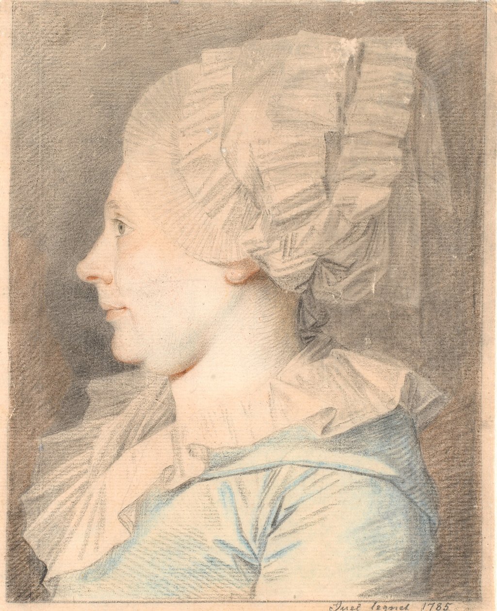 Portret van Anne Cathrine Maaløe, geboren Basse. Profiel naar links door Jens Juel