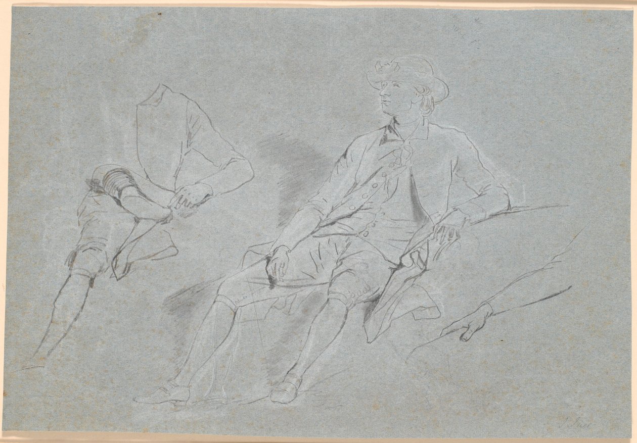 Schets voor een portret van een heer, zittend in de open lucht door Jens Juel
